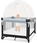 Pack N Play Tent - Mini Crib Tent to Keep Baby from Climbing Out - Crib Net to Keep Baby in - Pop Up Breathable Cribs Cover - Canopy with Upgrade Strong Mesh and Durable Zipper (White, Small)