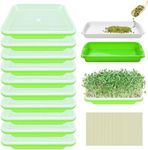 Legigo 10 Pack Green Seed Sprouter Trays- Soil-Free Cultivation Germination Tray, BPA Free Nursery Tray with Planting Paper for Indoors or Outdoors Sprouting Seeds, Grow Grass, Beans (Without Lids)