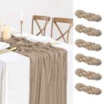 6 Pack Nude Cheesecloth Table Runner,10ft Light Brown Table Runner, Boho Sand Gauze Table Runner Cheese Cloth Long Table Runner for Wedding Party Bridal, Baby Shower Table Decorations