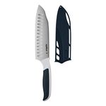 Zyliss Comfort Santoku Knife, 18cm/7in, Japanese Stainless Steel, Soft Grip Handle, Cover for Safety Black/White, Professional Kitchen Knife/Vegetable Knife/Chopping Knife, Dishwasher Safe