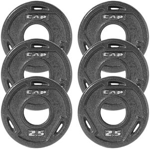 CAP Barbell 2-Inch Olympic Grip Weight Plate, 2.5 lb, Set of 6 Black