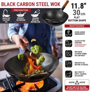 YOSUKATA 30cm Carbon Steel Wok – Stir Fry Pan for Gas & Induction