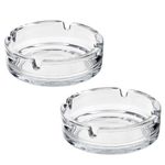 Set of 2 Round Glass Ashtrays for Inside or Outside | 2 x 10.5 cm Ash Trays Indoors | Ash trays Outdoors for Home, Garden, Bar or Pub