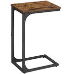 VASAGLE C-Shaped Side Table, Bedside Table, Sofa Side Table, Coffee Table, with Metal Frame, Industrial, for Living Room, Bedroom, Rustic Brown and Black LET350B01