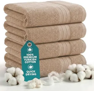 Luxury Bath Towels Extra Large Fluffy — Set of 4 Plush Hotel Towel for Bathroom Luxury — Made from Soft Superior Turkish Cotton, Thick, Absorbent, Easy Dry, Durable (Brown - 30x56)