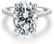 BeFab 925 Sterling Silver 14x10mm 5.81 Ct Oval Solitaire Engagement Ring Large Oval-Cut Cz Cocktail Ring (7)