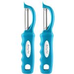 Spring Chef Premium Swivel Vegetable Peeler, Soft Grip Handle and Ultra Sharp Stainless Steel Blades - Perfect Kitchen Peeler for Veggie, Fruit, Potato, Carrot, Apple - Teal - Set of 2