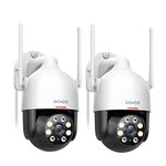 DEKCO 2K Outdoor Security Camera with 360 Degree Pan-Tilt Motion Tracking, Home Camera Surveillance Exterieur, WiFi Camera, Full Color Night Vision Sound-Light Alarm, 2-Way Audio, Waterproof