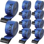 VEVOR Winch Straps, 4" x 30', 6000 lbs Load Capacity, 18000 lbs Breaking Strength, Truck Straps with Flat Hook, Flatbed Tie Downs Cargo Control for Trailers, Farms, Rescues, Tree Saver, Blue (10 Pack)