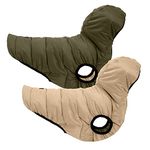 Pawtitas Reversible Dog Coat Windproof A Cold Weather Dog Puffer Vest - Green/Beige Zip Up Dog Jacket for Large Dogs | Manteau Réversible Chandail Chien Coupe-Vent - Gilet Zippé Pour Chien