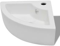 vidaXL White Ceramic Wash Basin wit