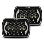 LX-LIGHT (Pair 5''x7'' 6''x7'' High Low Beam Led Headlights Compatible with Jeep Wrangler YJ Cherokee XJ H6054 H5054 H6054LL 69822 6052 6053 with Angel Eyes DRL (Black 105w)