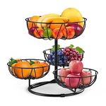 Honeystar 4 Tier Fruit Basket Bowl Fruit Stand Countertop Fruit Bowls for Counter Vegetable Basket Kitchen Organizer and Storage (Black)