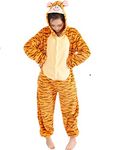 Unisex Winnie the Pooh Piglet Tigger Eeyore donkey Onesie Fancy Dress Costume Hoody Pyjama Sleep wear Carnival Costume Tigger, S(height 150cm-160cm)