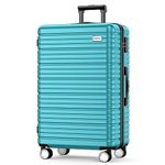 BEOW Luggage Expandable Lightweight Suitcases with Wheels PC+ABS Durable Travel Luggage TSA Lock Teal Blue 28in