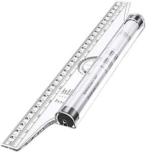 Frienda Rolling Ruler Plastic Parallel Rolling Ruler, Multifunctional Drawing Design Ruler for Measuring Drafting Office, 12 Inch