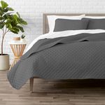 Bare Home Premium 3 Piece Quilt Set - Full/Queen Size - Coverlet Set - Diamond Stitched Bedspread - Ultra-Soft Luxurious Lightweight All Season Bedspread (Full/Queen, Grey)