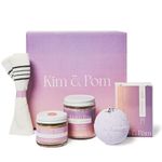 Kim And Pom Lavender Gift Basket Scented With Essential Oil Including Bar Soap, Bath Salt, Bath Bomb And Clay Powder Mask. Mother's Day Gifts from Son, Birthday Gifts For Women, Valentine's day Gift (Lavender Pamper Box)