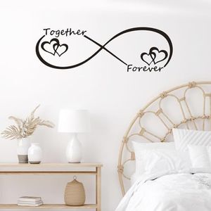 Love Heart Together Forever Carved Vinyl Wall Decor, His and Hers Bedroom Decor, DIY Removable Wall Decals Peel and Stick, Mr and Mrs Wall Decors for Bedroom Couples,Living Room, Home Sweet Decoration