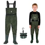 TIDEWE Chest Waders for Kids, Waterproof Youth Waders with Boot Hanger, Lightweight Durable PVC Kids Chest Waders with Boot for Fishing & Hunting (Size 8/9 Big Kid)