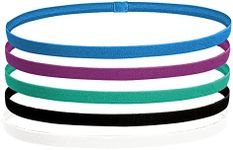 Elastic Thin Sports Headbands -tunghey Athletic Non Slip Skinny Headbands for Women Men Boys Girls Kids- 5-Pack Silicone Grip Hairband Mini Sweat Band, Great for Workouts (Multicolor)