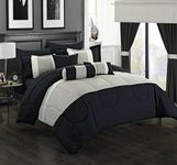 Chic Home 20 Piece Mackenzie Complete Pieced Comforter Set, King, Black