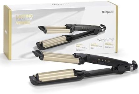BaByliss Easy Waves - Effet wavy, Revêtement Titane-céramique, 3 réglages de température, Embouts thermorésistants, Doré & Noir, C260E