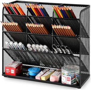 Marbrasse Organizer Scrivania,Porta Penne per Scrivania Multifunzione,Portapenne da Scrivania,Organizer Scrivania Ufficio,Casa,Portaoggetti per Forniture Scolastiche(Nero)
