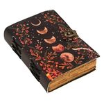 AH AMYRA HANDICRAFT Blank Spell Book of Shadows Journal with Lock Clasp Handmade Vintage Leather Journal Moon Phase Print Diary Prayer Pagan Witchcraft Supplies Wiccan Decor Notebook (7 X 5)