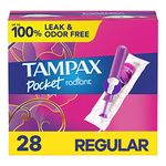 Tampax, Radiant Pocket Tampons, Plastic Applicator, Regular Absorbency, 28 Count