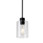 Black Pendant Lights Kitchen Island,Modern Farmhouse Glass Pendant Light,Light Fixture Kitchen Pendant Mini Hanging Light Fixture for Sink(1 Pack Black Rod)