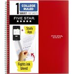 Five Star Wirebound 1-subject Notebook, 11 X 8.5 Inches, 100 Sheets/200 Pages, College Ruled, Red (72053)