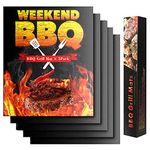 KUNBO BBQ Grill Mat, 5 Pack Non Stick Barbecue Baking Mats for Charcoal, Gas or Electric Grill-Heat Resistant, Reusable and Easy to Clean,40x33CM,Black