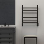Amba RWH-SMB Radiant Straight 10 Bar Plug In Corded Heated Bathroom Rack Towel Warmer for Bathroom or Laundry Room, Matte Black