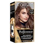 L'Oreal Paris Preference Hair Dye, Luminous Permanent Rich Hair Colour, Long Lasting Brilliance, Achieve Radiant, Salon-Inspired Results, Shade: 6.21, Zurich
