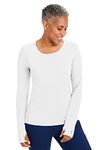 Healing Hands Comfortable Under Scrubs for Women Knits Women s Medical Long Sleeve Scrub Tee 5051 Mackenzie, White, Small