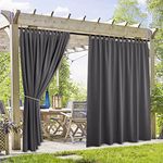 RYB HOME Outdoor Curtains Patio - Detachable Top Indoor Outdoor Curtains Waterproof Blackout Privacy Screen for Porch Pergola Gazebo Cabana Garage, 2 Panels, Wide 52 x Long 84 inch, Grey