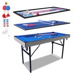 HLC 55 Inch 5 in 1 Multi Game Table,Folding Pool Billiard Table, Hockey Table, Table Tennis Table, Bowling, Shuffle Board with All Accessories Great Gift for Kids and Adults…