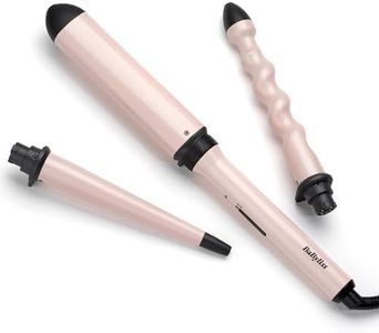 BaByliss Curl and Wave Trio Styler, Multi-Styler, Hair Waver, Beachy Waves, Loose Waves, 3 in 1 Curling Wand, Pink
