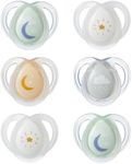 Tommee Tippee Night Time Glow in the Dark Pacifiers, 0-6 Months, Symmetrical Design, BPA-Free Silicone, Pack of 6