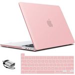 IBENZER Compatible with 2023 2022 M2 MacBook Pro 13 Inch Case 2021-2016 M1 A2338 A2289 A2251 A2159 A1989 A1706 A1708, Hard Shell Case&Keyboard Cover&Type C for Mac Pro 13,Rose Quartz,T13RQ+1TC