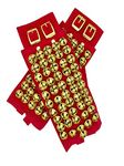 Shri Kalaivani Costumes Women's Velvet Pad Brass Ghungroo/Ankle Bells with Adjustable Strap - [Maroon 5 Line Red Pad]