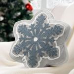 Phantoscope Merry Christmas Snowflake Shaped Throw Pillow, Velvet Xmas Embroidered Snowflake Pillow Decorative Christmas Cushion Pillow for Couch Living Room Bed, Light Grey, 16 x 16 inches