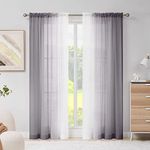 Melodieux Grey Ombre Sheer Curtains Chiffon Grey Gradient Rod Pocket Voiles, 56x96 inch, 2 Panels