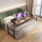 Overbed Table with Wheels Overbed Desk Over Bed Desk King Queen Bed Table Overbed Laptop Table Over Bed Table with Wheels(Brown)