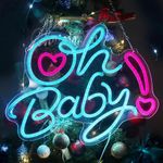 Eufrozy Oh Baby Neon Signs for Wall Decor, 15.7x12.3" Blue Oh Baby Led Neon Light 10 Dimmable Led Sign Lightning USB Powered Led Lights Signs for Baby Shower Decoration Backdrop Bedroom Birthday