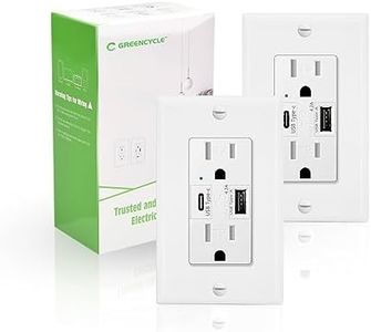 Type C Outlet on Wall,Greencycle 21W 4.2A 2 Port USB Wall Outlet,15A Receptacle with Type C & USB Ports,Charger for iPhone 15/iPad/Samsung/Android Devices,TR UL Listed,White,2PK