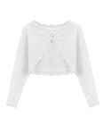 Arshiner Crewneck Cardigan Long Sleeve Button Sweater Uniform Sweaters Shrug for Little Girls White