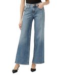Silver Jeans Co. Women's Suki Mid Rise Curvy Fit Wide Leg Jeans, Med Wash, Med Wash, 29W x 31L