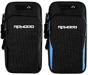 RDMODO 2 Pack Phone Arm Bands for Running, Armband Cell Phone Holder for iPhone 15 14 13 12 Plus Pro Max Samsung, Sports Armband with Adjustable Strap for Runner Fitness Armband 7.5 inch(Black & Blue)